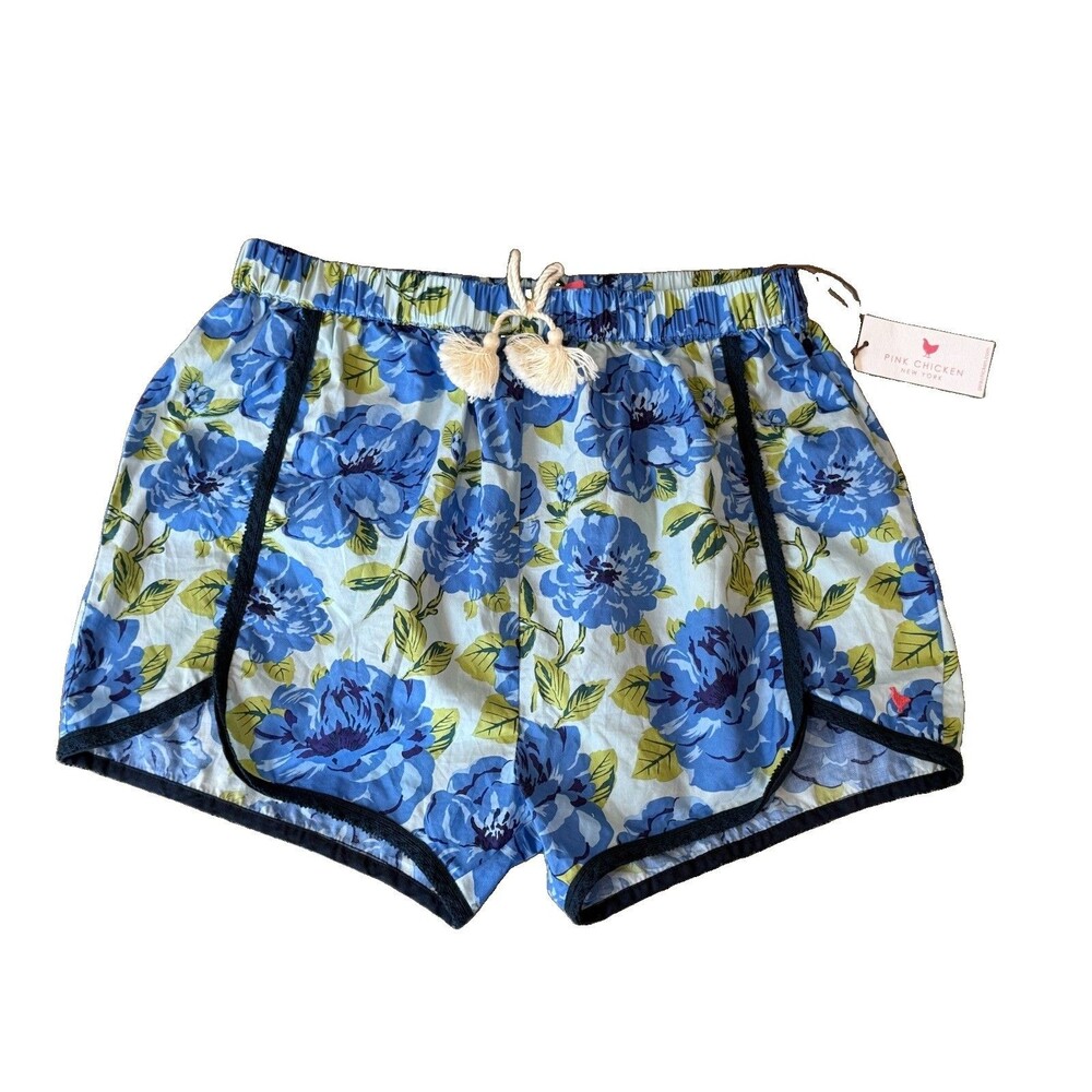 Pink Chicken New York Girls Blue Floral Tassel Pull-On Shorts Size 14 NWT